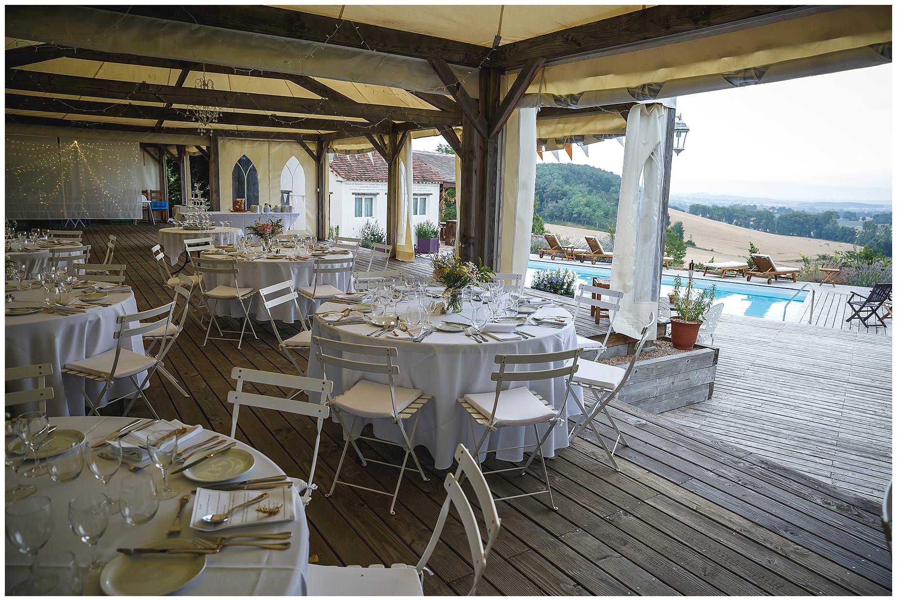 the tables set up at Chateau Brametourte Wedding