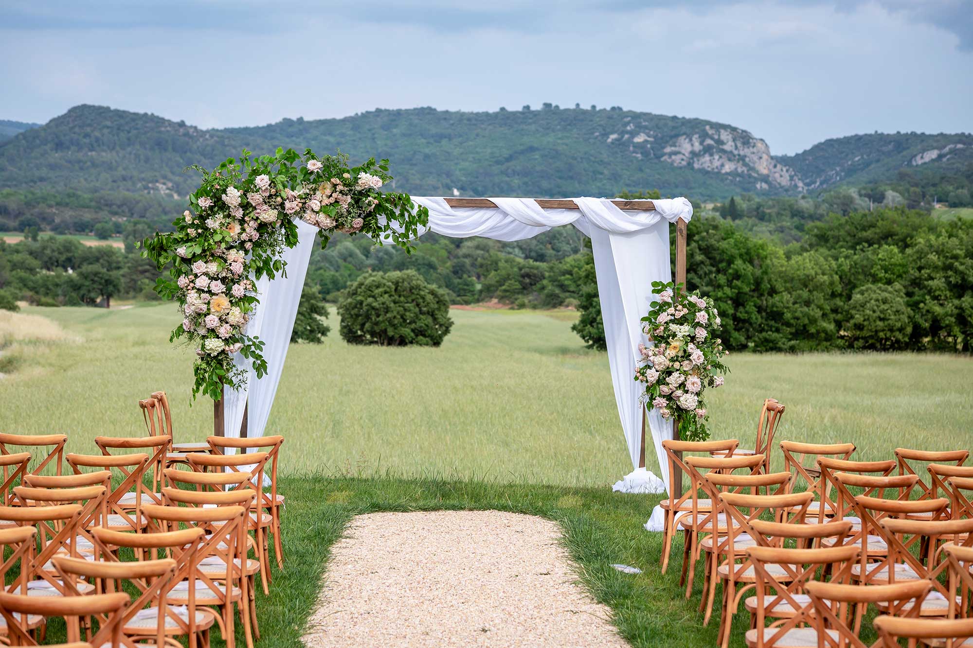 Wedding ceremony view at Domaine de Noé in Provence
