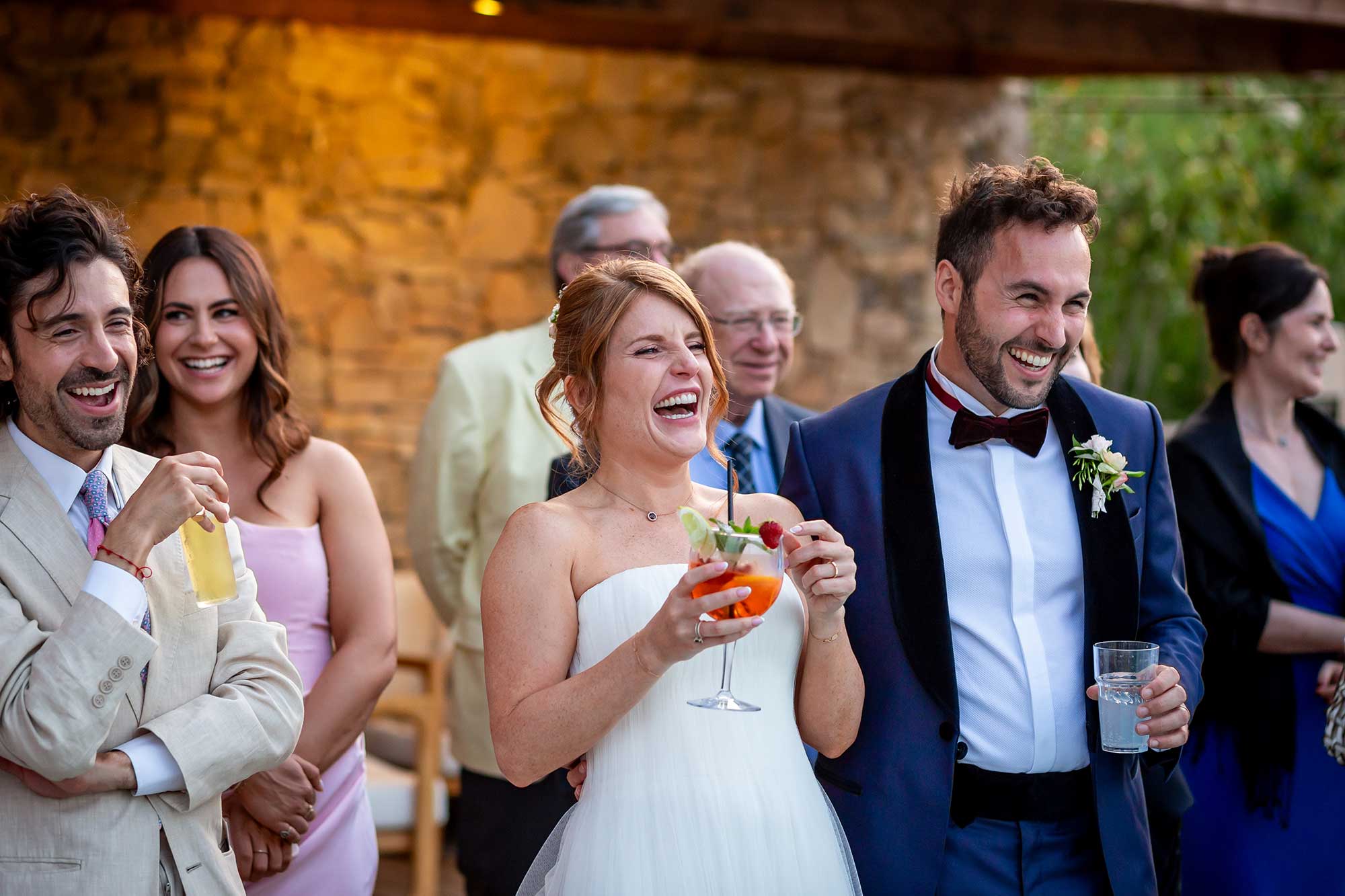 Emotional outdoor wedding speech at Domaine de Noé