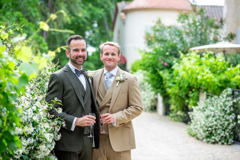 The happy couple at Chateau Carrasses vineyard wedding