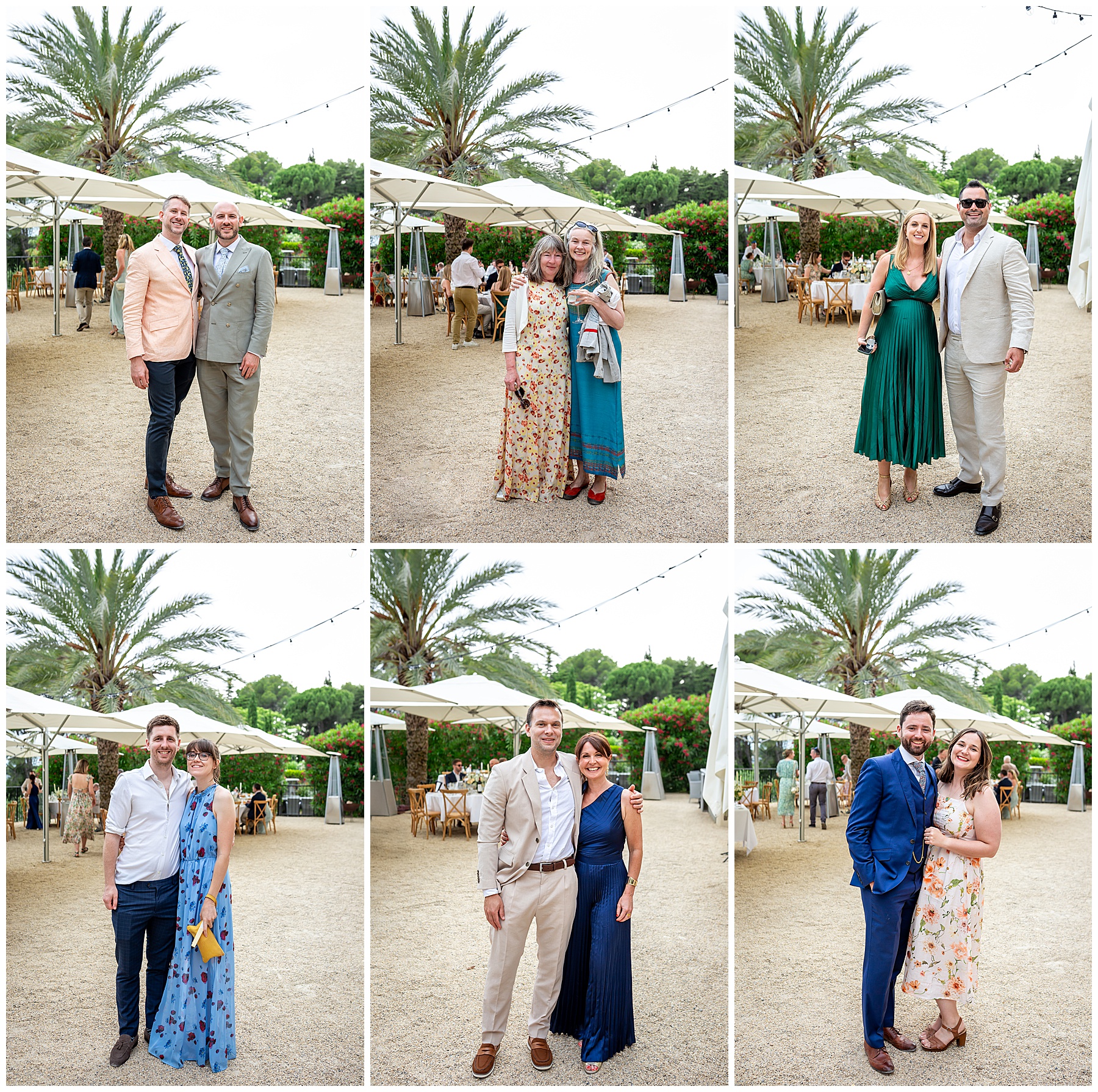 stylish guests at Chateau Carrasses vineyard wedding