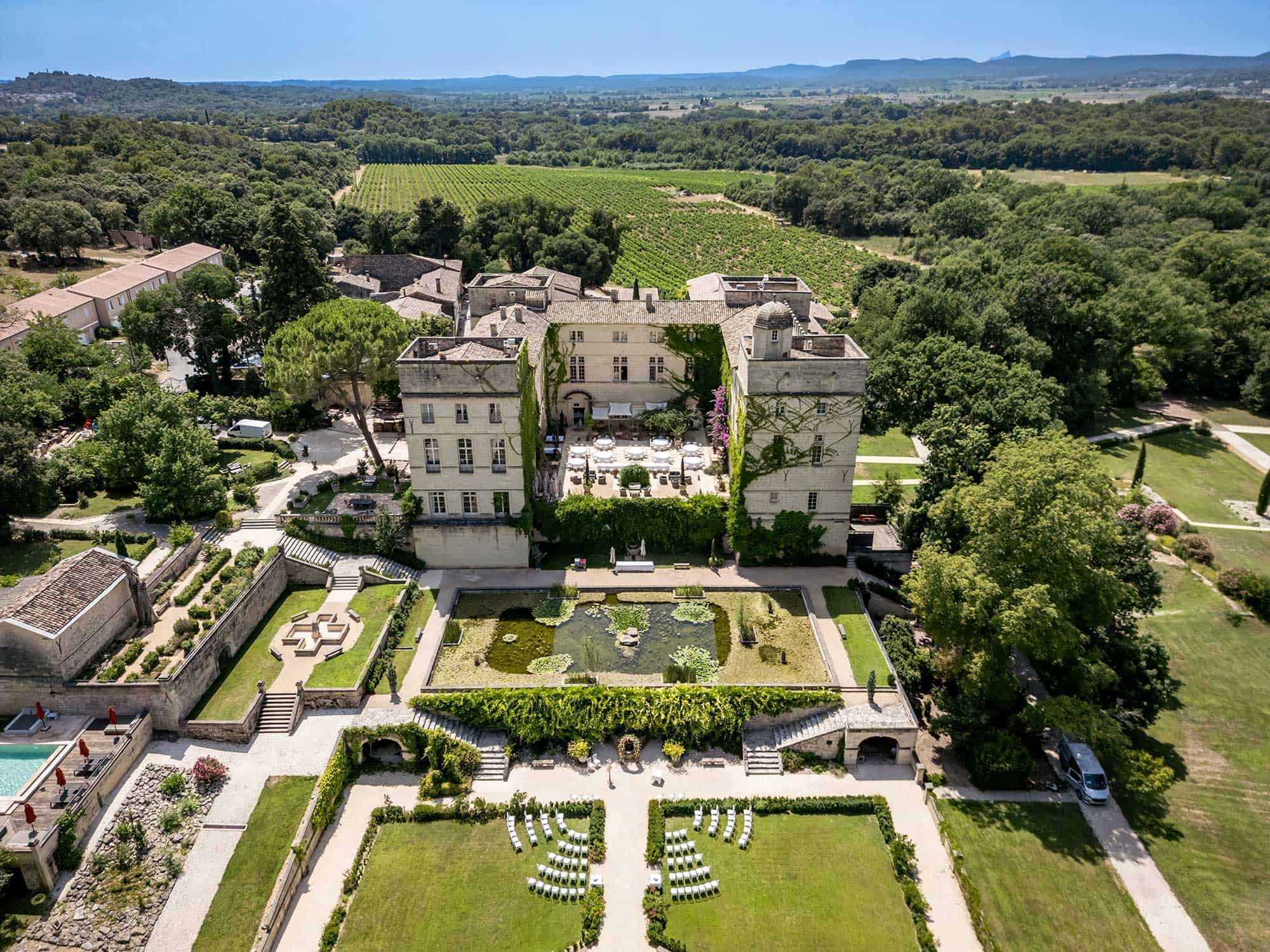 Beautiful chateau in the south of France ready for a bif American wedding.
