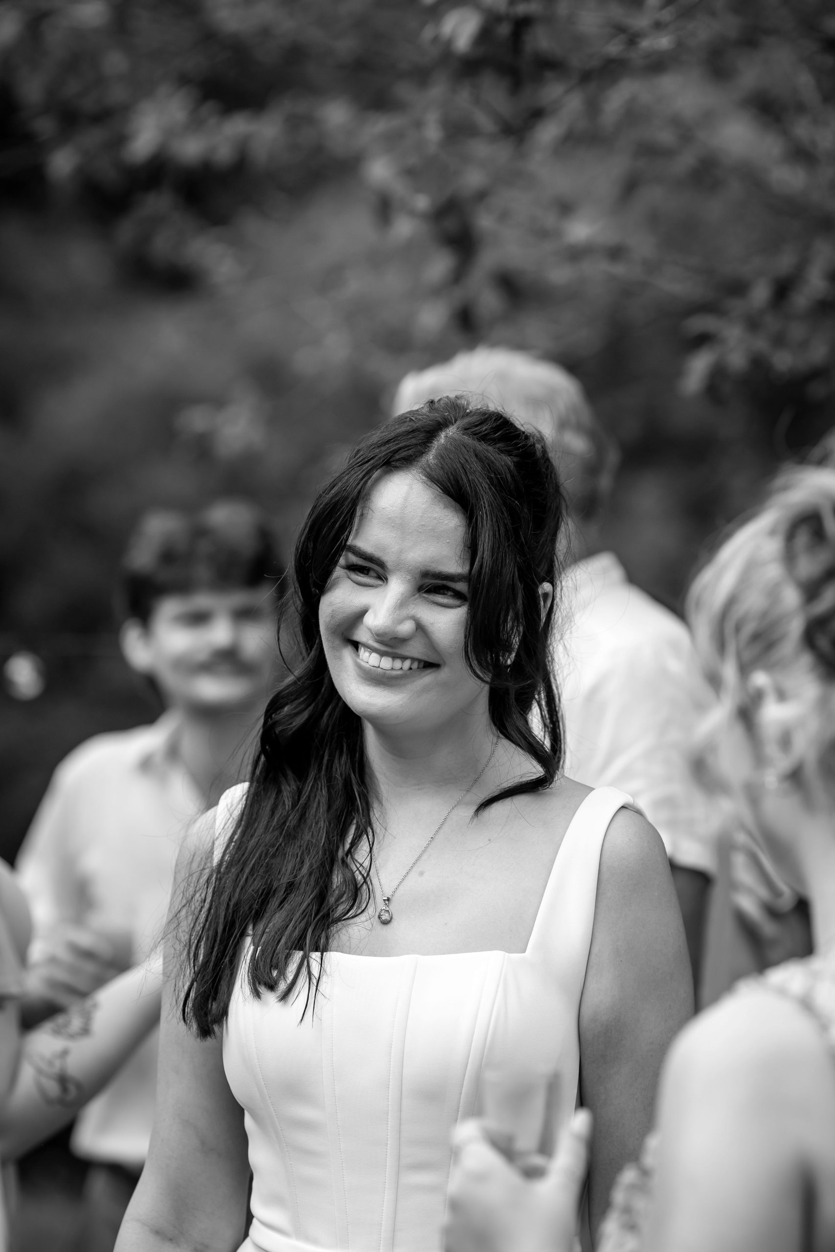 Kayley talking with guests during the drinks reception