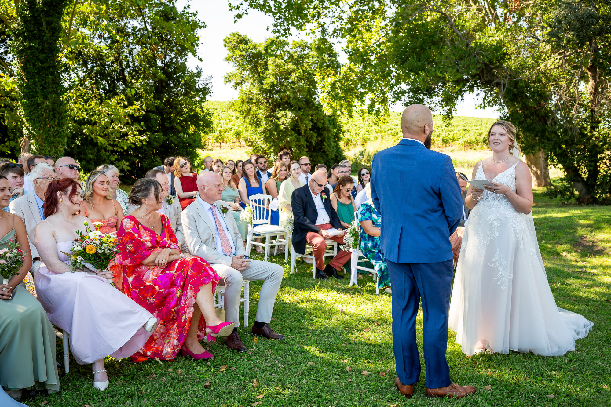 Hannah reading her personal vows to Thomas
