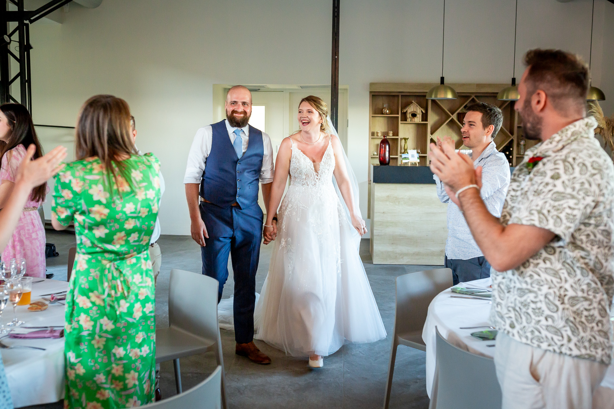 Hannah and Thomas making a lively entrance into dinner