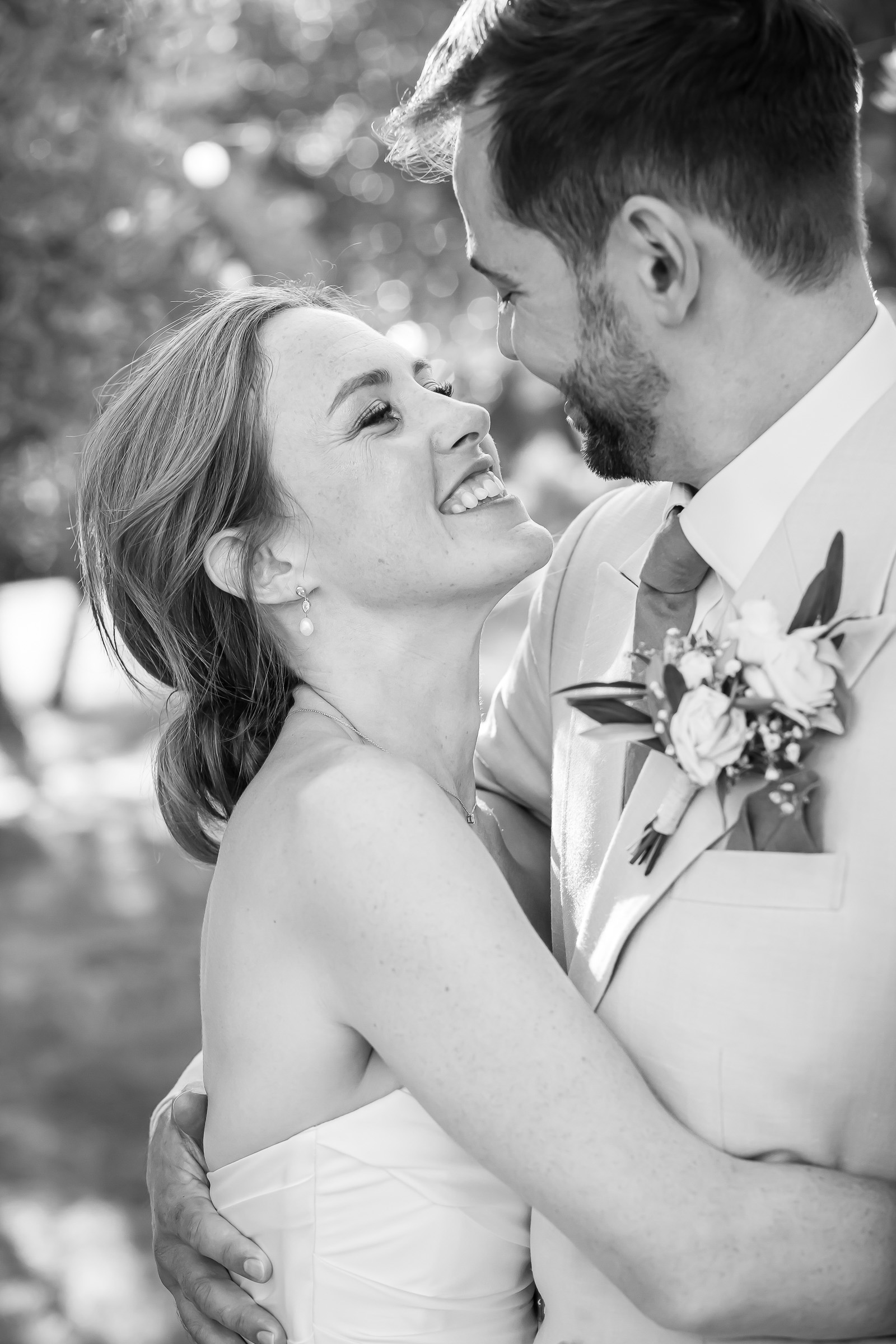 Black and white close portrait of Emma and Rowan